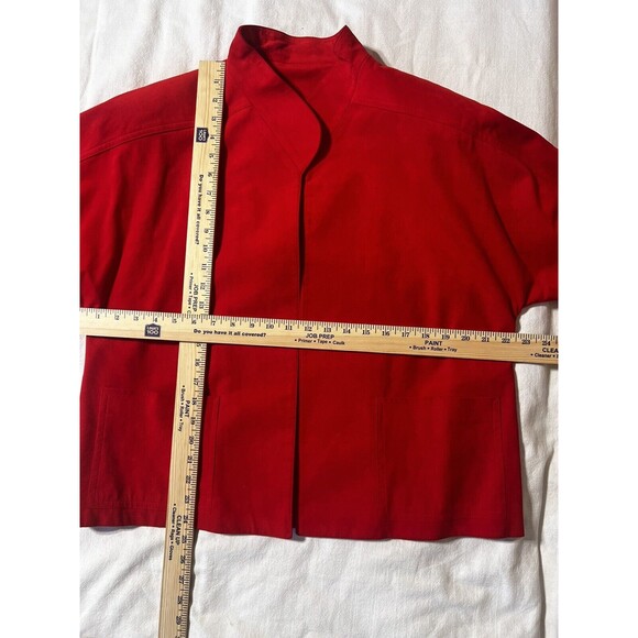 VTG Roth-Le Cover Red Cropped Blazer Ultra Suede Vegan Faux Size 16 US Made - Picture 9 of 10